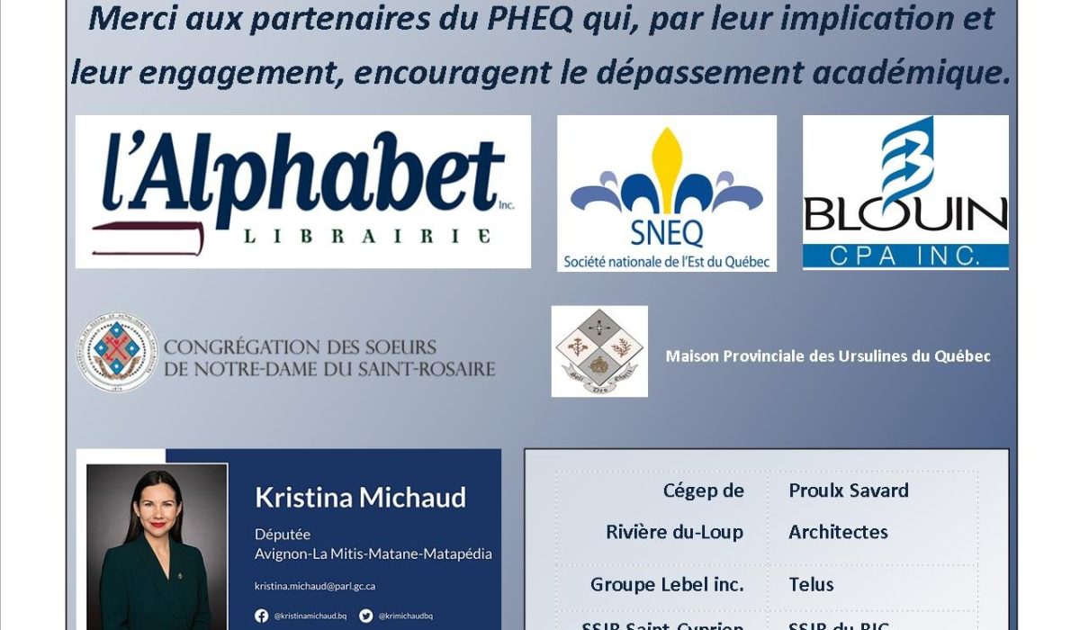 La Société Nationale de l’Est du Québec est heureuse d’appuyer l’action du Prêt d’Honneur de l’Est du Québec